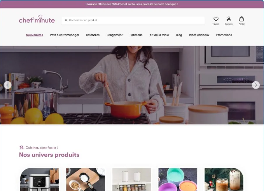 Chef’Minute — aperçu du site