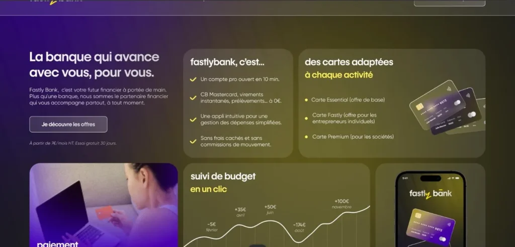 Fastly Bank — maquette de la page offres