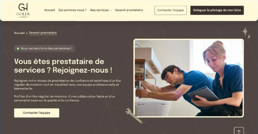 Goldy Homes — aperçu du site
