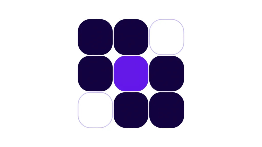 Pictogramme : une grille de neuf pages dont deux ne sont que des contours vides